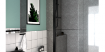 Vivienne quo architecture d'intérieure moderne salle de bain évier noir douche sol chauffant 